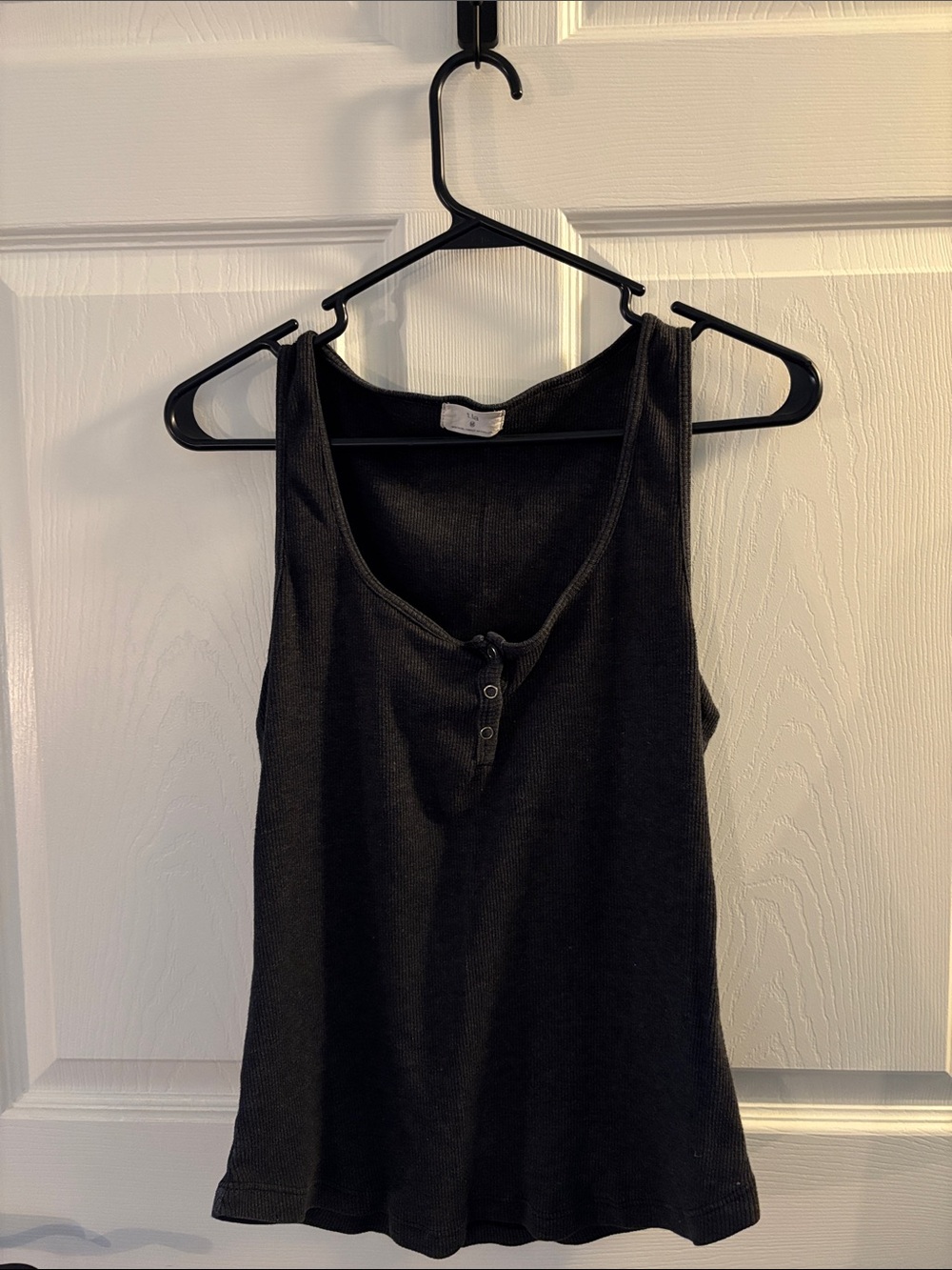 T.La Black Ribbed Henley Tank - Women's
